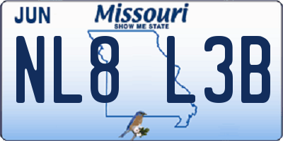 MO license plate NL8L3B