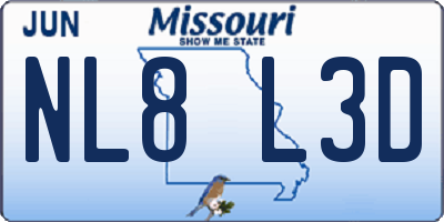 MO license plate NL8L3D