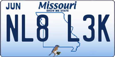 MO license plate NL8L3K