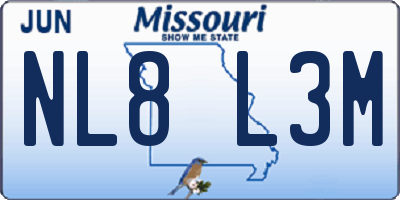 MO license plate NL8L3M