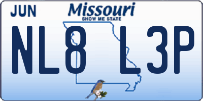 MO license plate NL8L3P