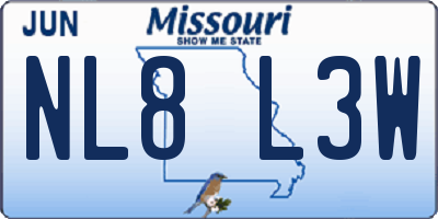 MO license plate NL8L3W