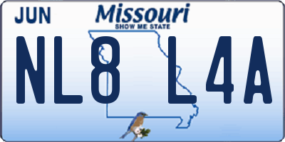 MO license plate NL8L4A