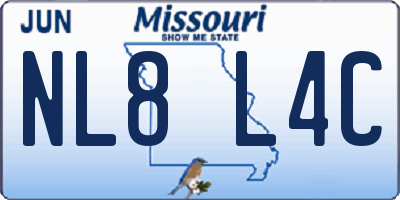 MO license plate NL8L4C
