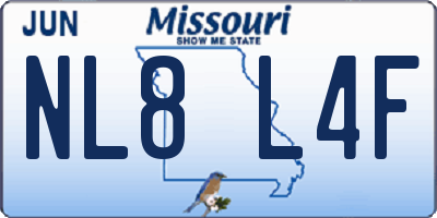 MO license plate NL8L4F