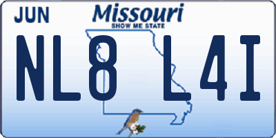 MO license plate NL8L4I