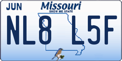 MO license plate NL8L5F