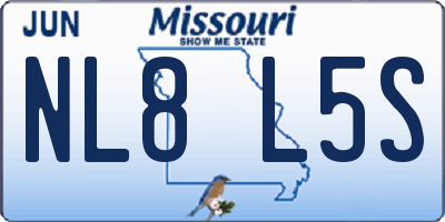MO license plate NL8L5S