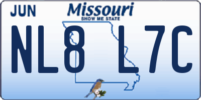 MO license plate NL8L7C