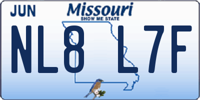 MO license plate NL8L7F