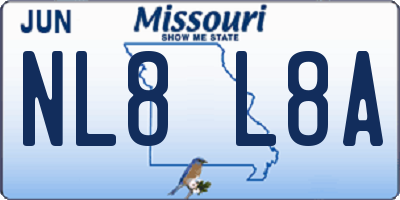 MO license plate NL8L8A