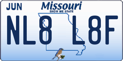 MO license plate NL8L8F