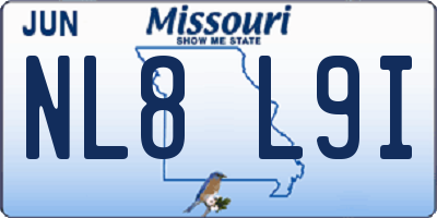MO license plate NL8L9I