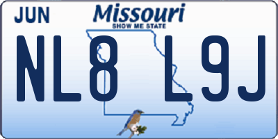 MO license plate NL8L9J