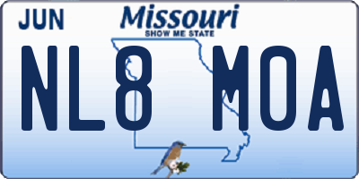 MO license plate NL8M0A