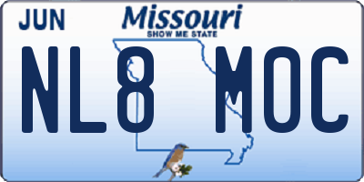 MO license plate NL8M0C