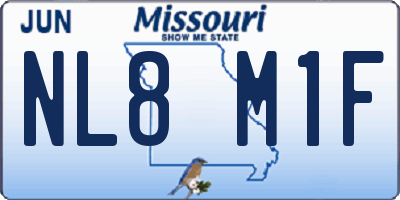 MO license plate NL8M1F