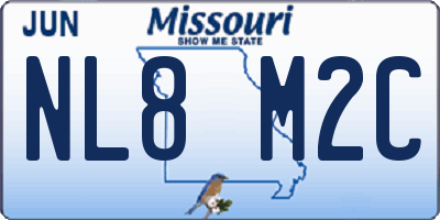 MO license plate NL8M2C