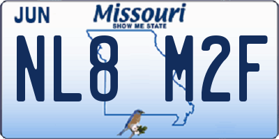 MO license plate NL8M2F