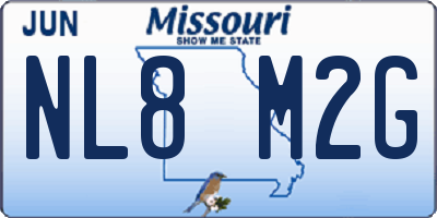 MO license plate NL8M2G