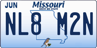 MO license plate NL8M2N