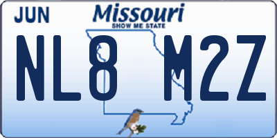 MO license plate NL8M2Z