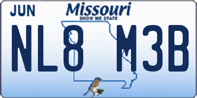 MO license plate NL8M3B