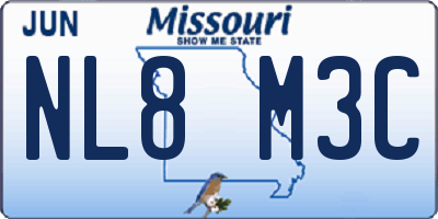 MO license plate NL8M3C