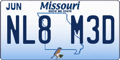 MO license plate NL8M3D