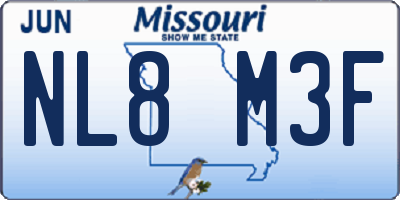 MO license plate NL8M3F