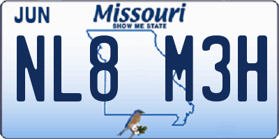 MO license plate NL8M3H