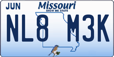 MO license plate NL8M3K