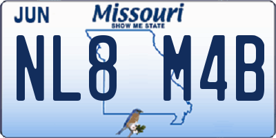MO license plate NL8M4B