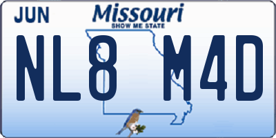 MO license plate NL8M4D