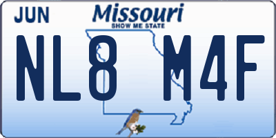MO license plate NL8M4F