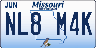 MO license plate NL8M4K