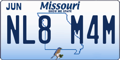 MO license plate NL8M4M