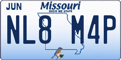MO license plate NL8M4P