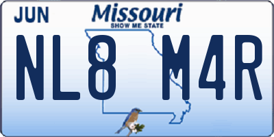 MO license plate NL8M4R