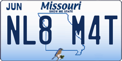 MO license plate NL8M4T