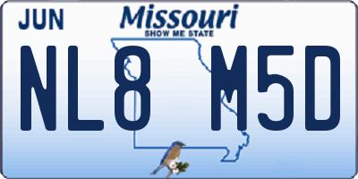 MO license plate NL8M5D