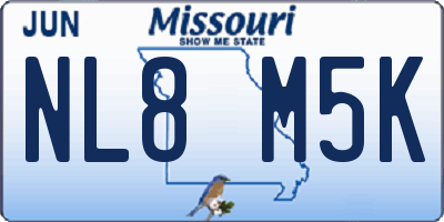 MO license plate NL8M5K