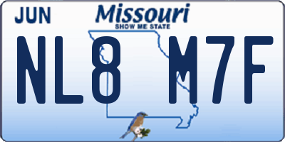 MO license plate NL8M7F