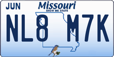 MO license plate NL8M7K