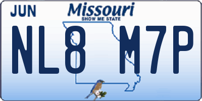 MO license plate NL8M7P