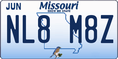 MO license plate NL8M8Z