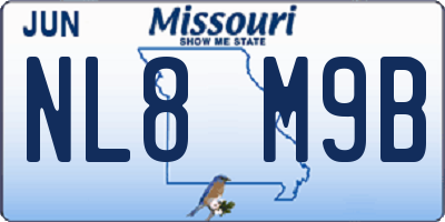 MO license plate NL8M9B