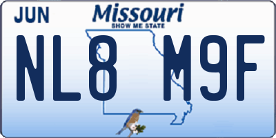 MO license plate NL8M9F