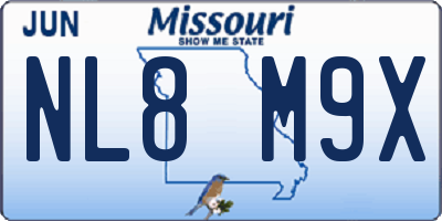 MO license plate NL8M9X