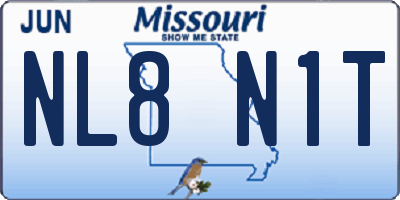MO license plate NL8N1T